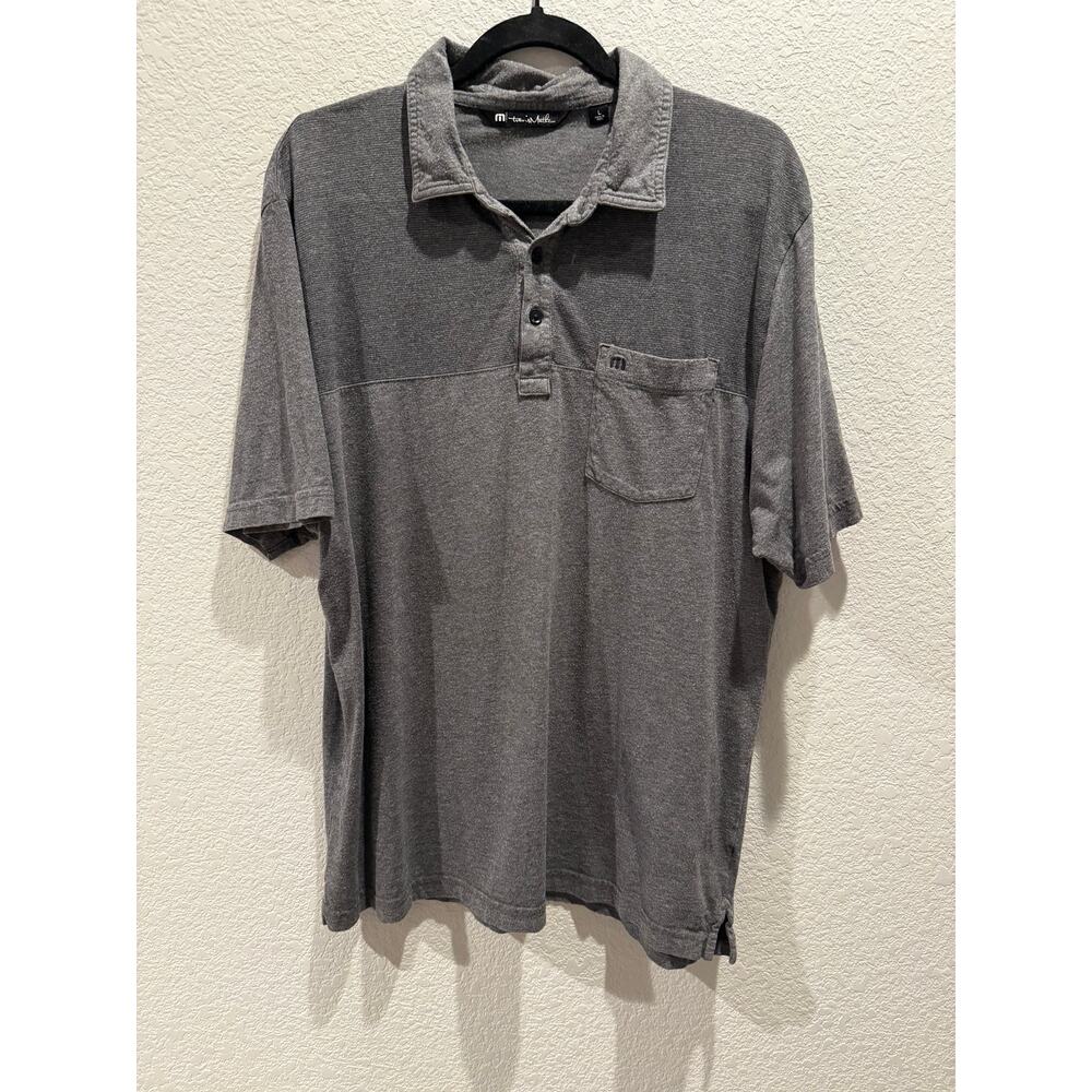 Travis Mathew Charcoal Gray Jersey Stripe‎ Golf Polo Size L